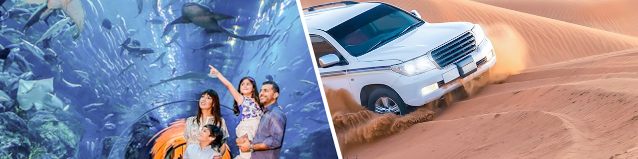Combo: Burj Khalifa, safari nel deserto con acquario di Dubai e zoo sottomarino