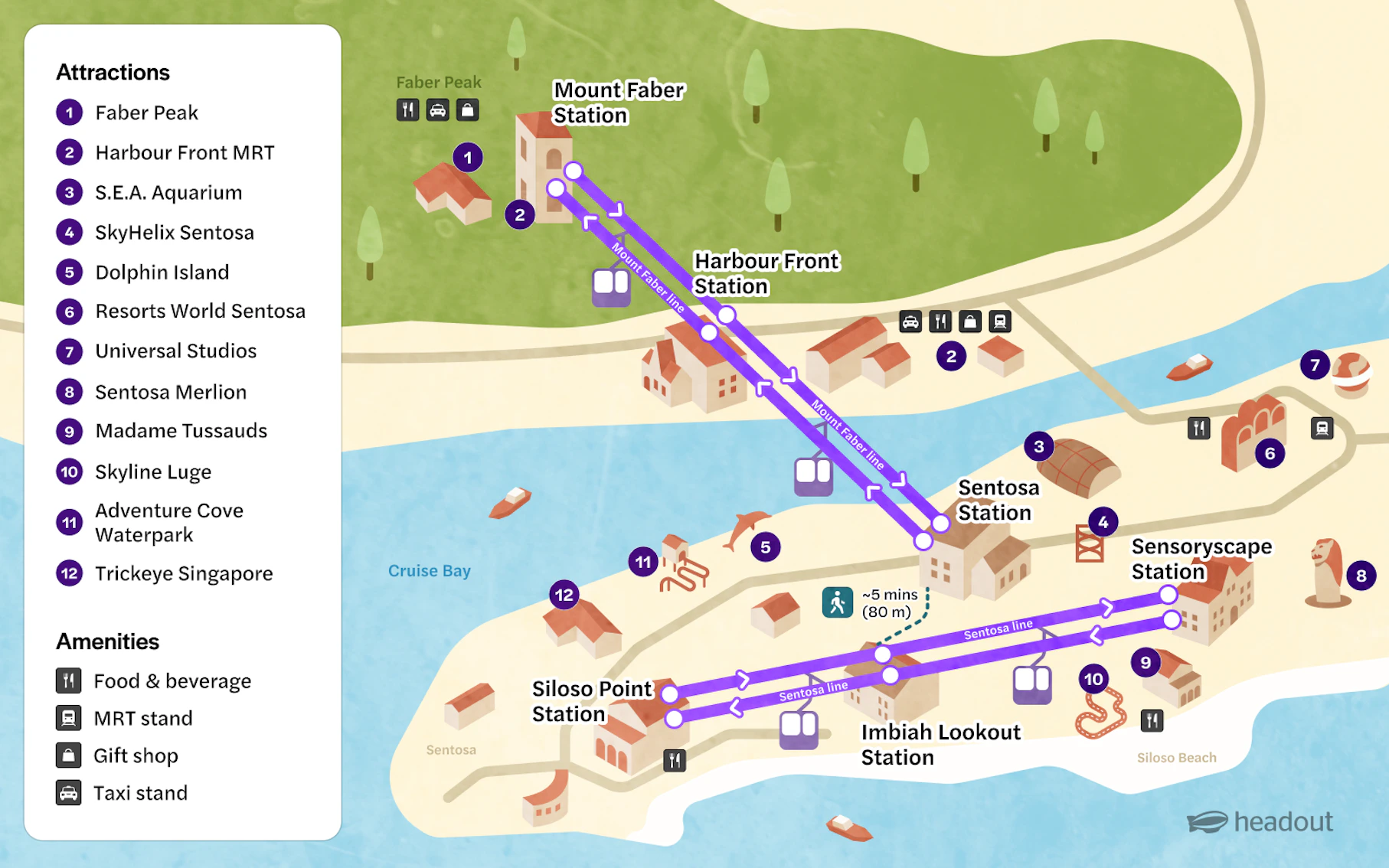 Mount Faber Map Singapore Cable Car Tickets | Mount Faber & Sentosa Line
