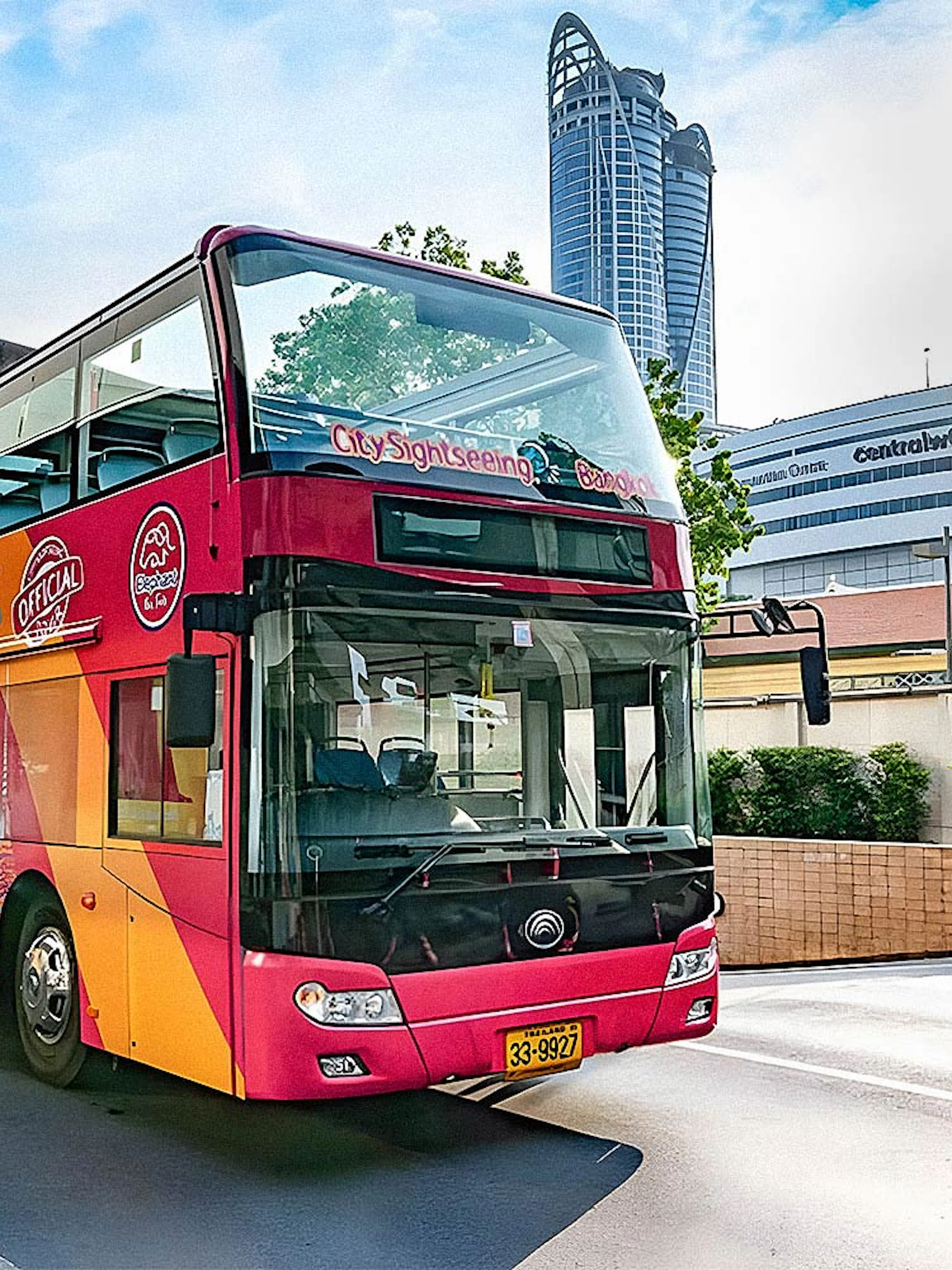 City Sightseeing hop on hop off bus in Bangkok near CentralWorld.