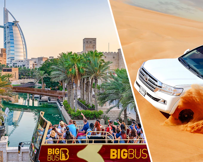 Combo: Dubai Hop-on Hop-off Bus Tour + Desert Safari & Dune Bashing