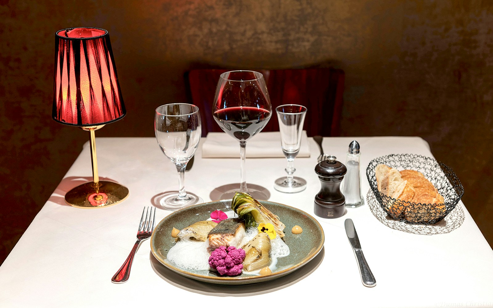 Vue du dîner pendant le spectacle de l'opéra Bel Canto