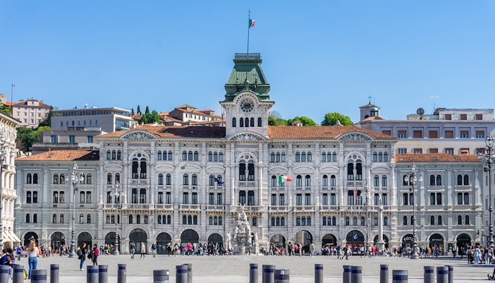 overlooking the Gulf of Trieste near Piazza Unità d'Italia, Italy.