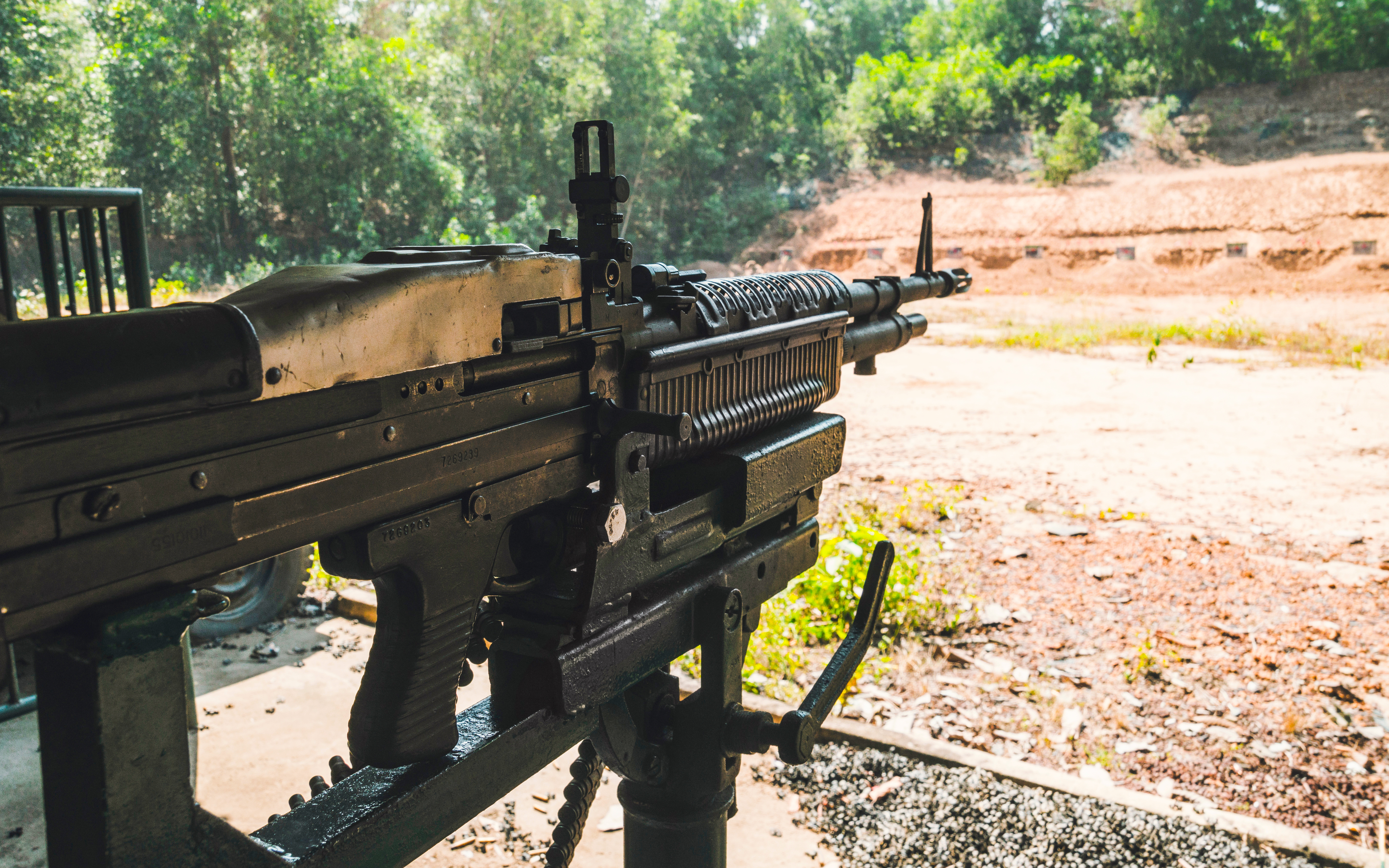 Hand machine gun M60 at shooting range, Cu Chi tunnel, Ho Chi Minh