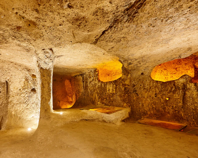 Full-Day Blue Tour with Özkonak Underground City & Red Valley Trek with Lunch