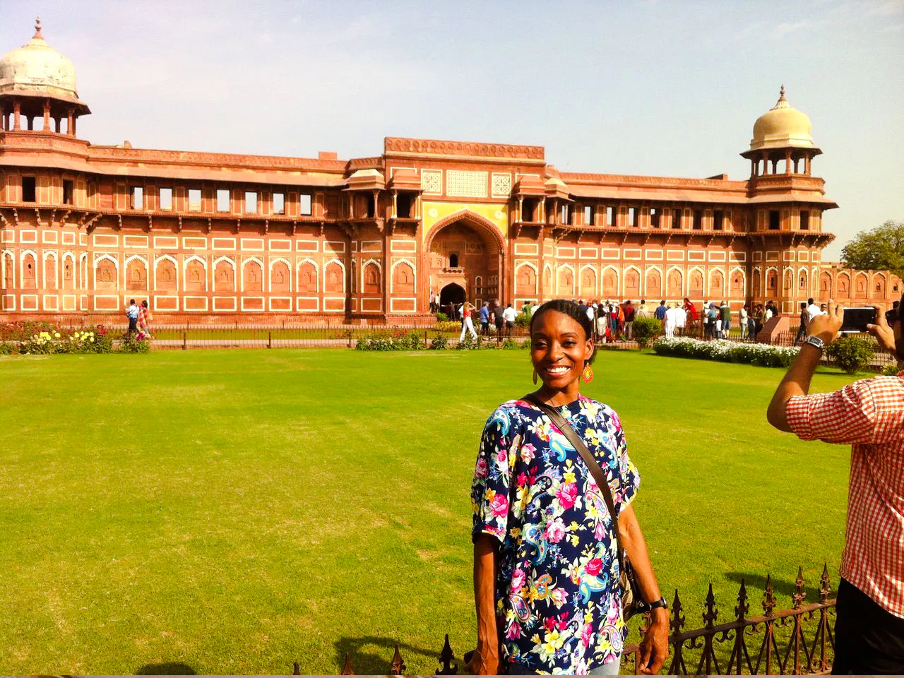 Agra Fort with tourists on a guided heritage tour in Agra.
