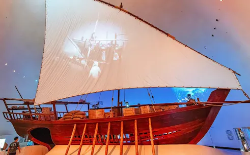 Traditional dhow exhibit at Zayed National Museum, Abu Dhabi.
