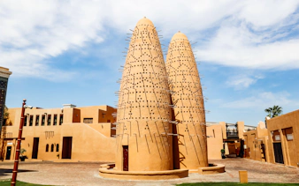 Dovecotes in Katara Cultural Village, Doha, Qatar with traditional architecture.