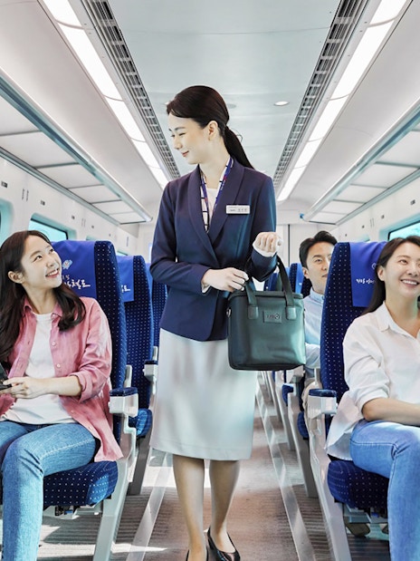 Passengers enjoying the AREX Incheon Airport Express Train journey.