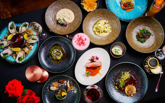 Dinner dishes at Altitude dining experience, Melbourne Skydeck.