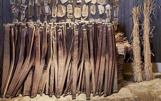 Barrel staves and straw bundles at Cockburn's French tour and Super Premium tasting.
