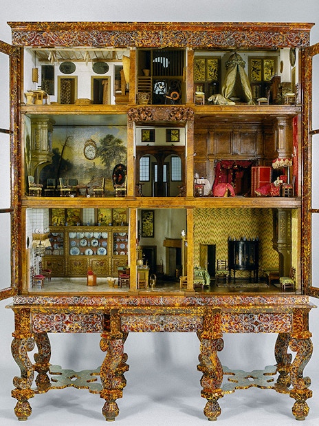 Dolls’ house of Petronella Oortman, detailed interior rooms, Netherlands, late 17th century.