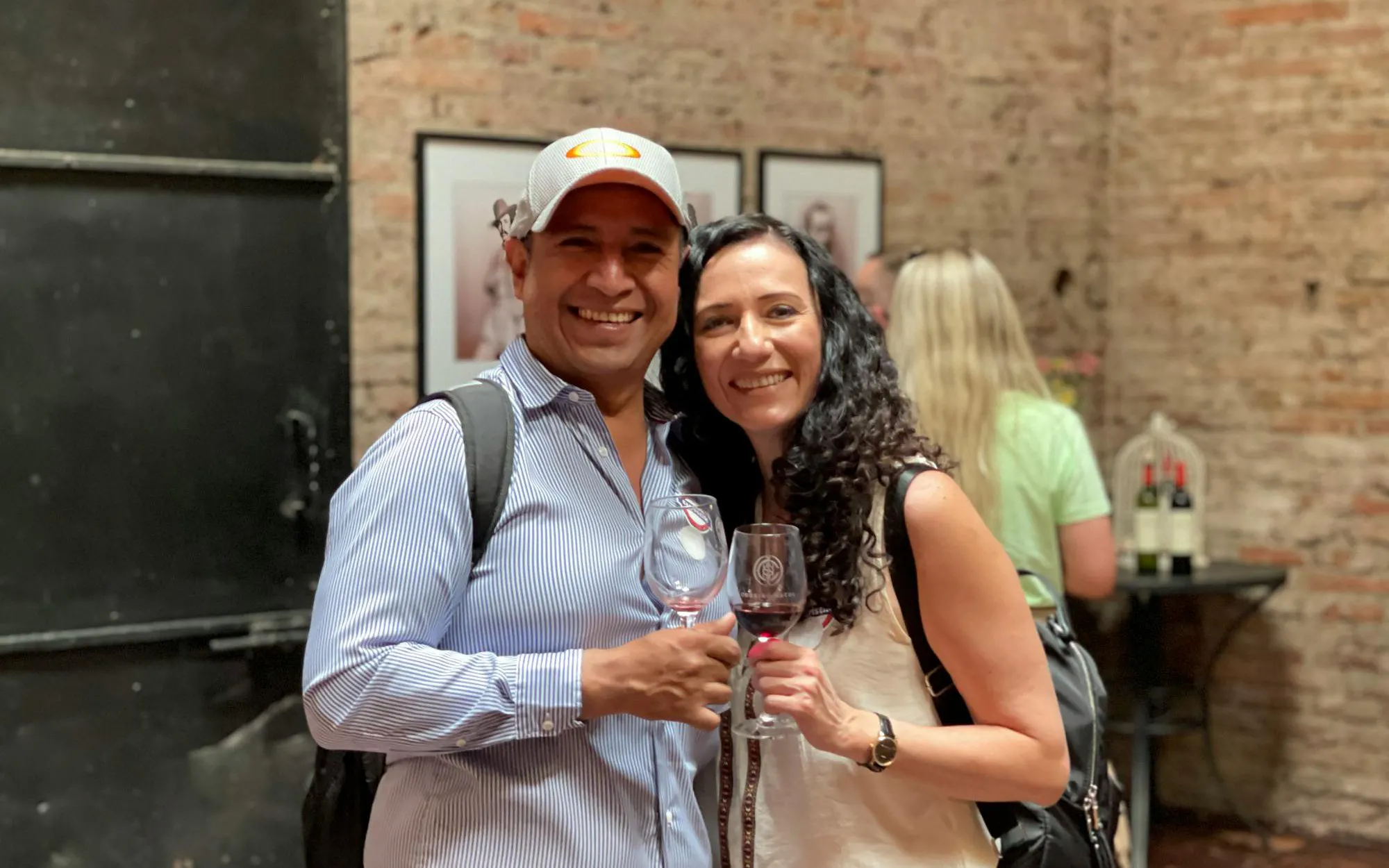 Tourists enjoying wine tasting at Cousiño Macul winery in Santiago, Chile.