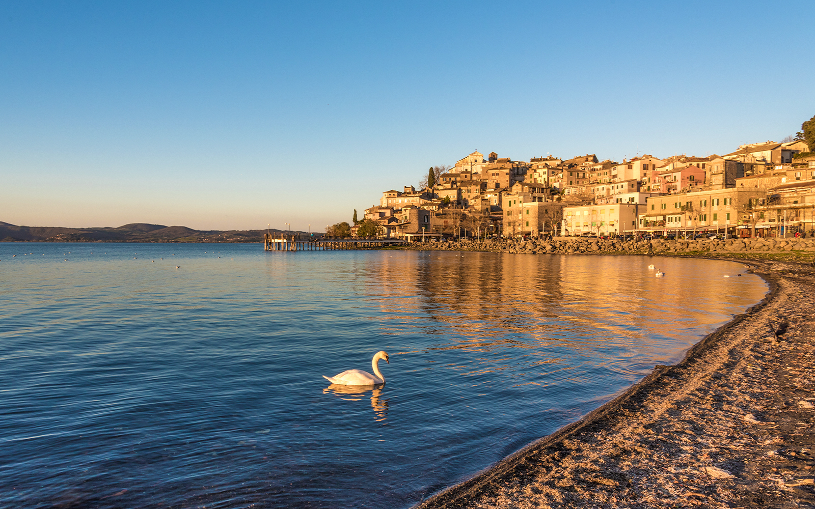 The Bracciano lake at sunset