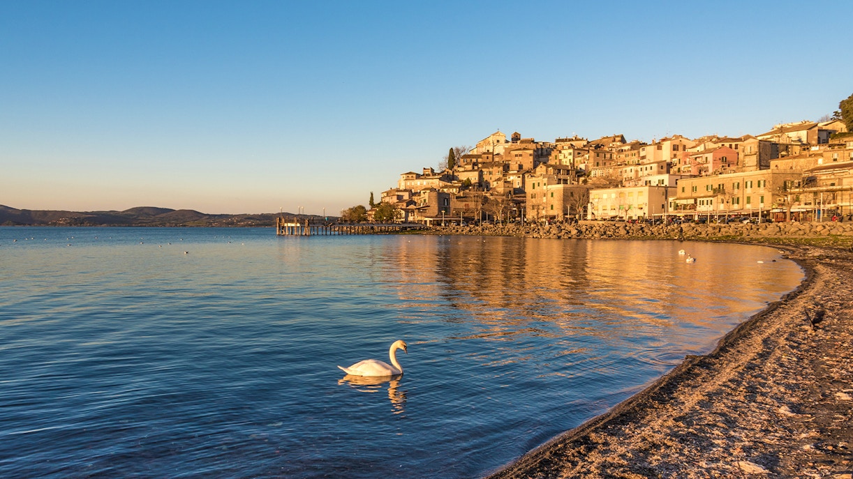 The Bracciano lake at sunset