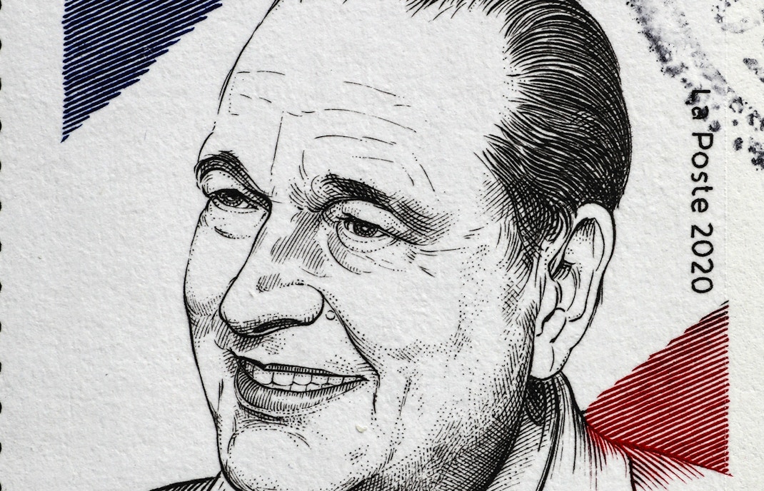 Selo com a imagem de Jacques Chirac