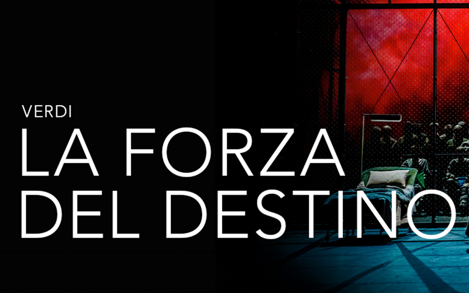 La Forza del Destino opera stage with dramatic red backdrop