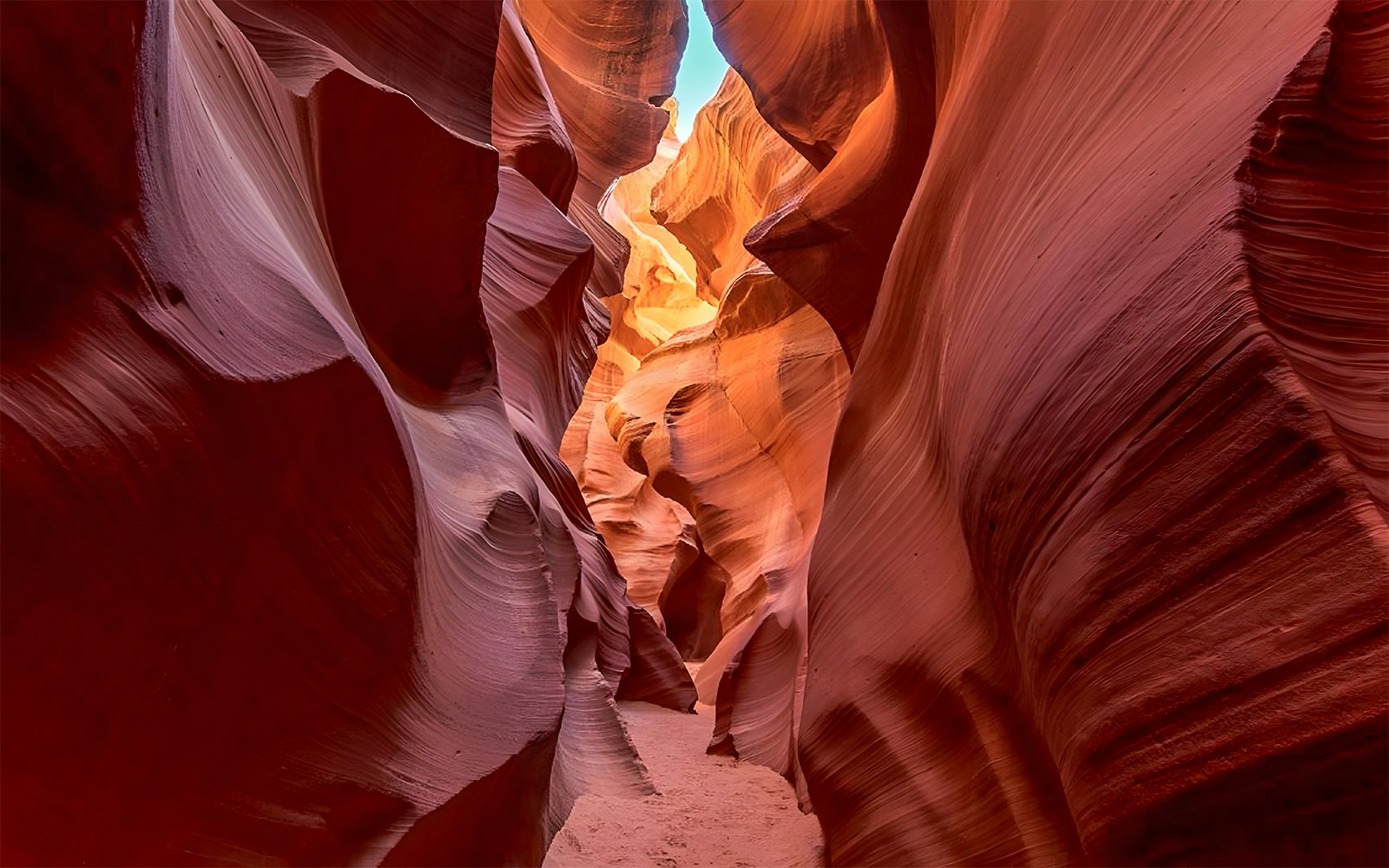 challenging terrain with narrow passageways and climbing ladders at lower antelope canyon