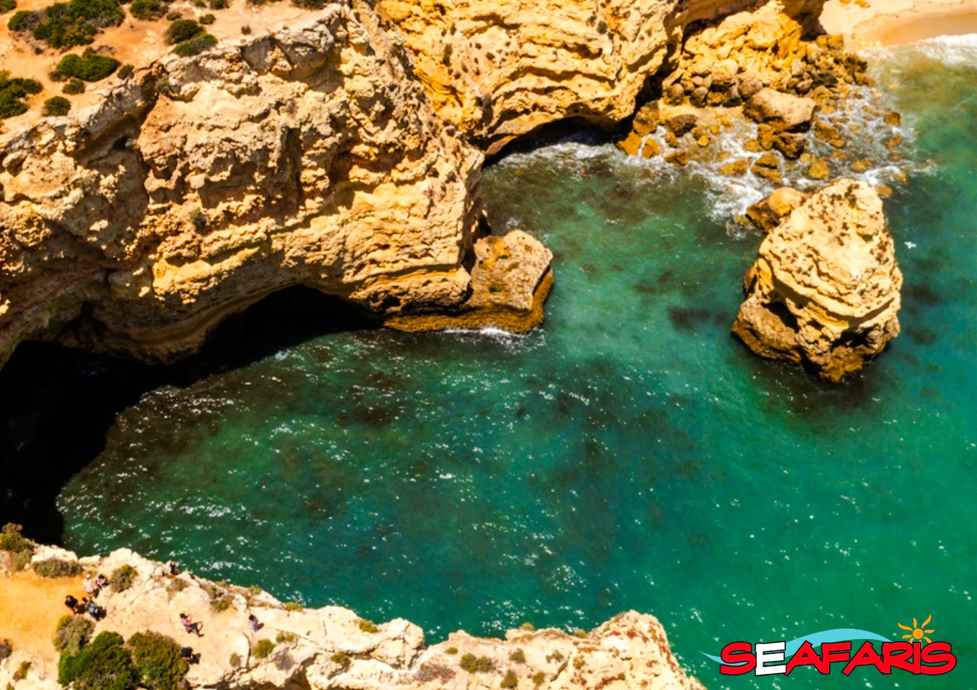 Benagil Cave and sea cliffs with turquoise water, Lagos boat tour.