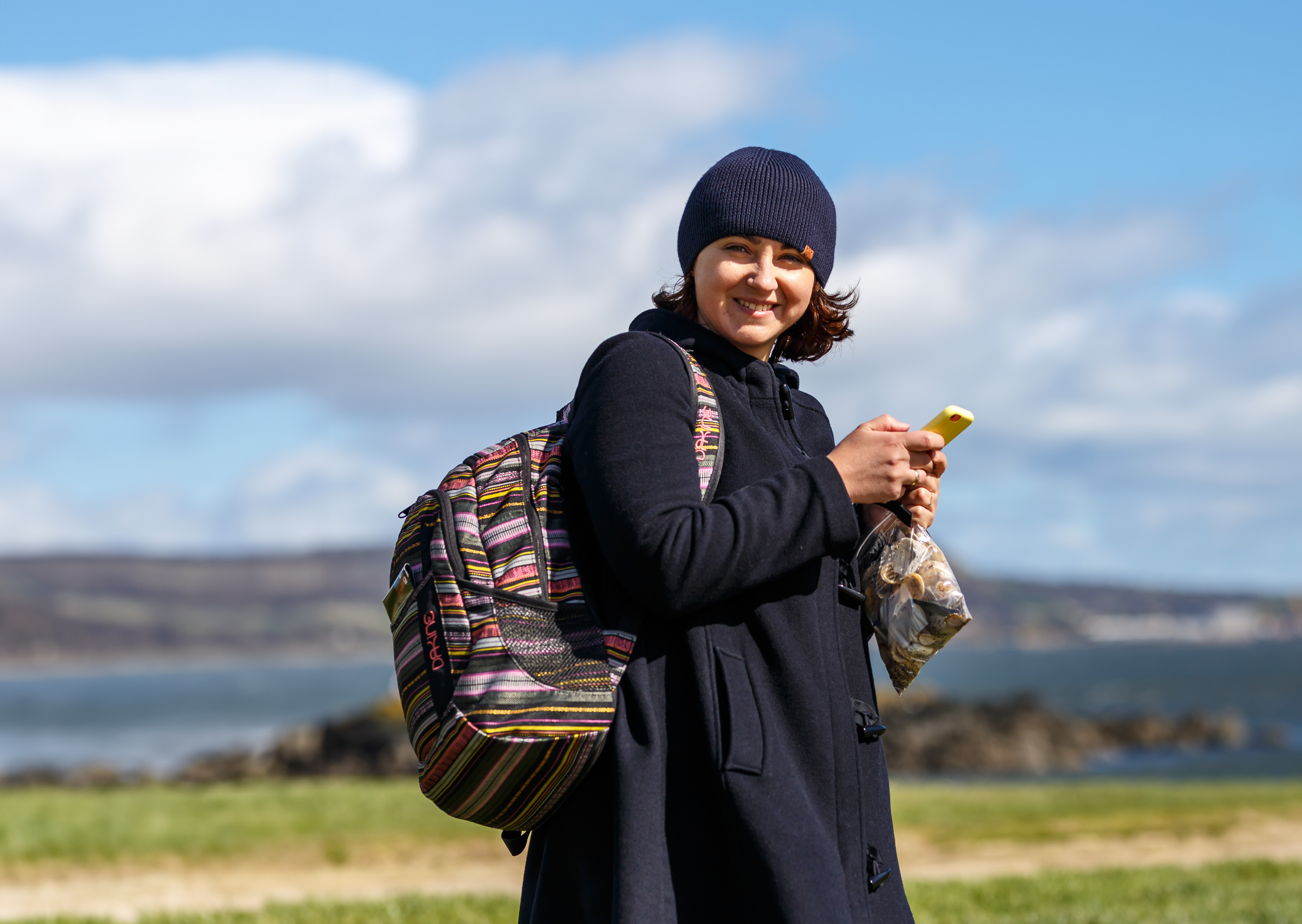 Tourist wearing comfortable clothes at Alnwick Castle