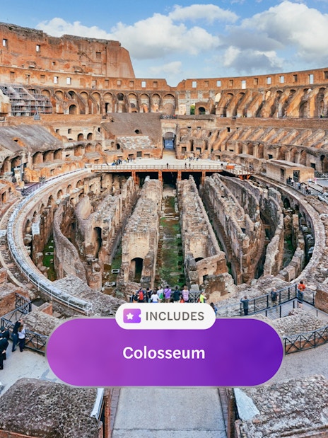 Colosseum interior view, Rome Super Pass with public transport.