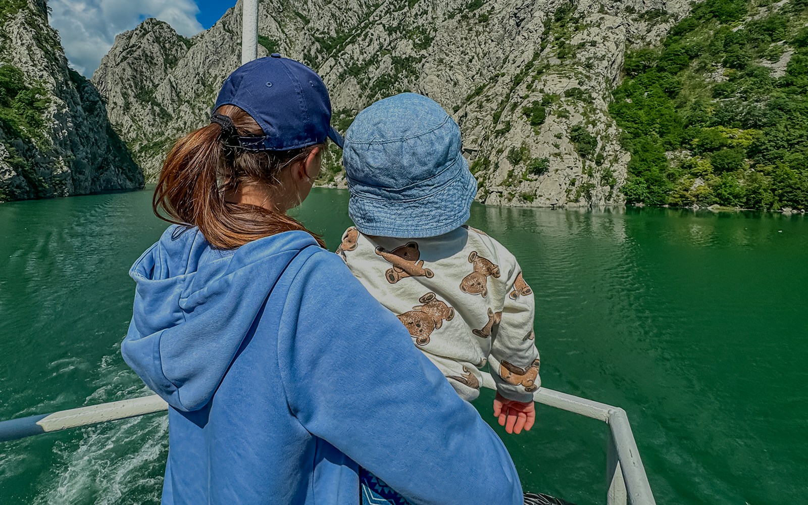Mother and baby on ferry boat tour