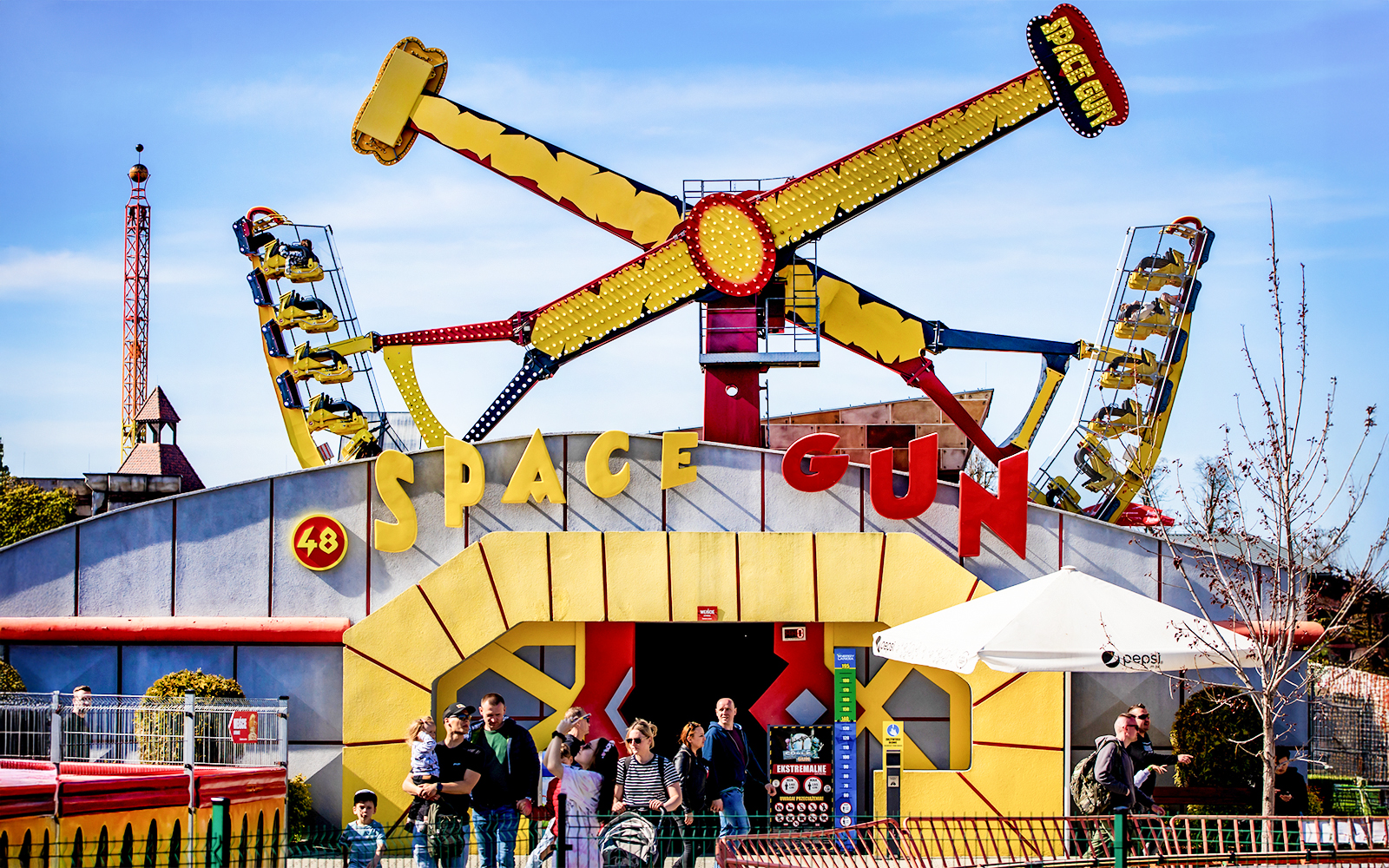 Space Gun ride entrance at Energylandia Theme Park, Zator, Poland.