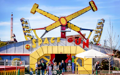 Space Gun ride entrance at Energylandia Theme Park, Zator, Poland.