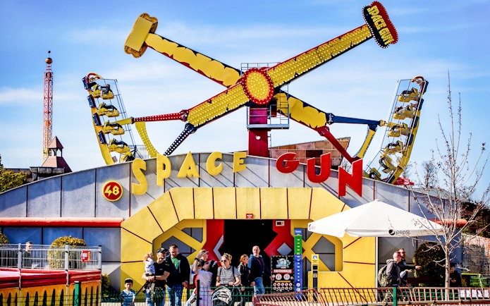 Space Gun ride entrance at Energylandia Theme Park, Zator, Poland.