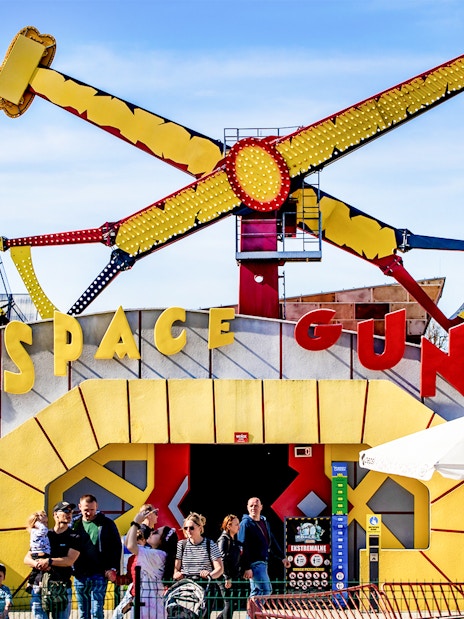 Space Gun ride entrance at Energylandia Theme Park, Zator, Poland.