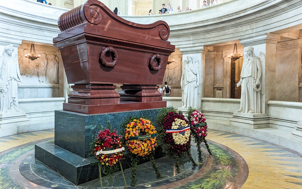 Napoleon's Tomb with wreaths at Invalides, Paris Army Museum.