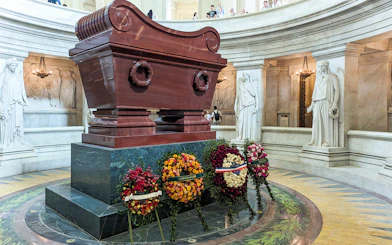 Napoleon's Tomb with wreaths at Invalides, Paris Army Museum.