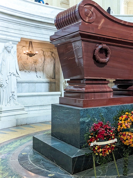 Napoleon's Tomb with wreaths at Invalides, Paris Army Museum.