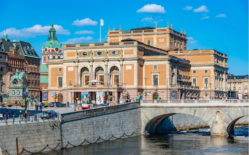 Stockholm Royal Opera and Norrbro Bridge during The Troll Escape city game.