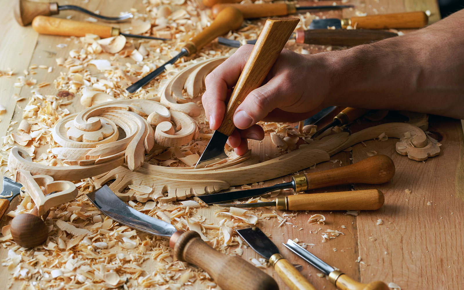 Wood carving in progress 