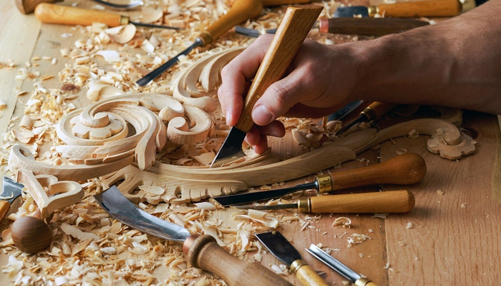 Wood carving in progress