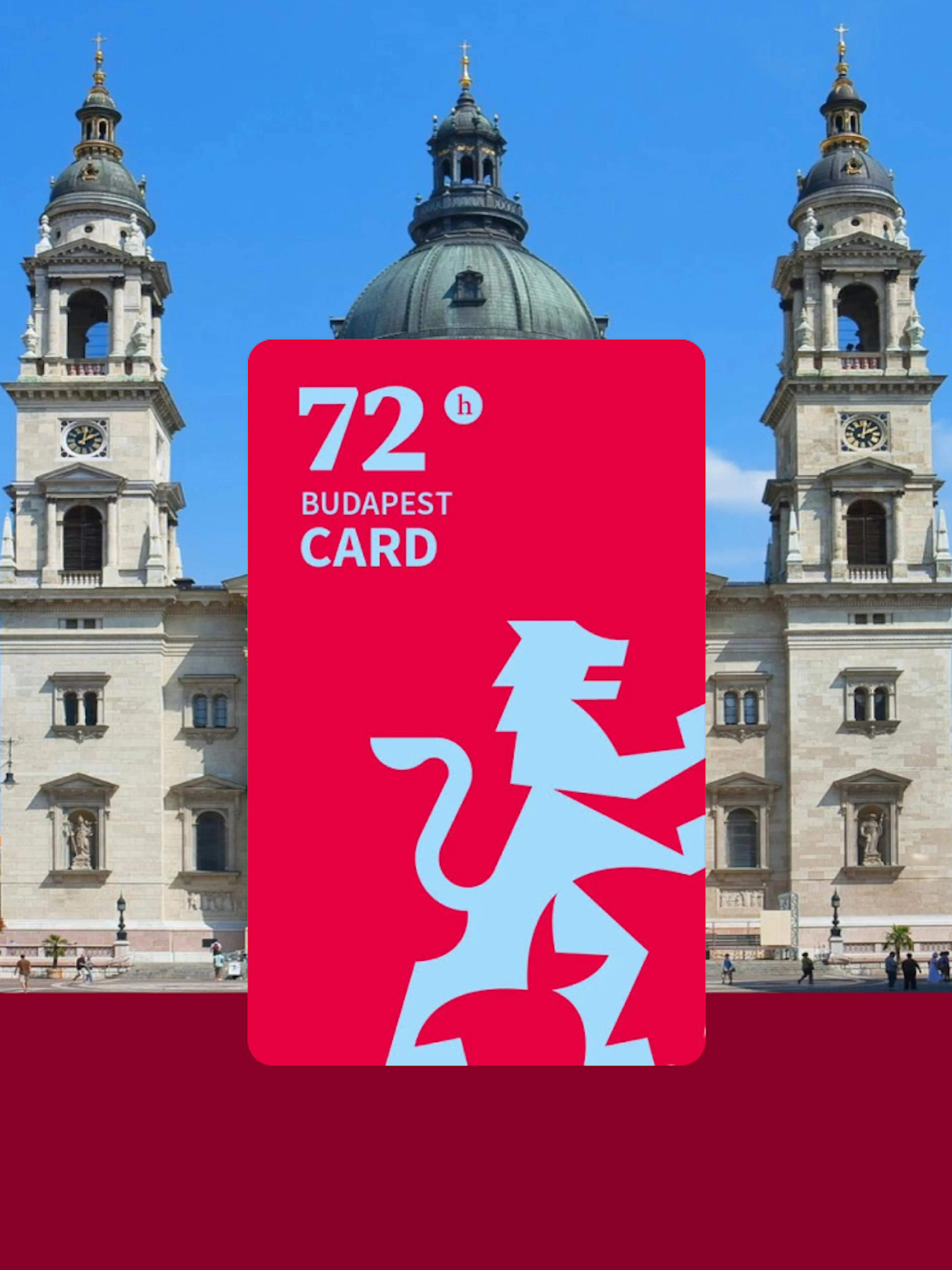 Budapest travel card in front of St. Stephen's Basilica.