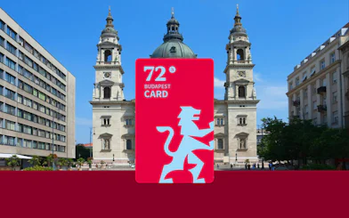 Budapest travel card in front of St. Stephen's Basilica.