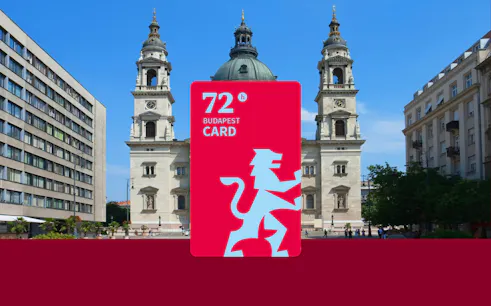 Budapest travel card in front of St. Stephen's Basilica.