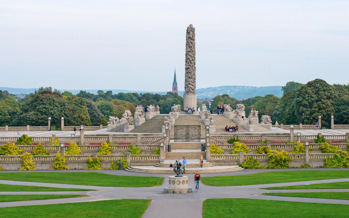 Vigeland Park statues and Monolith in Oslo, part of HOHO tour.