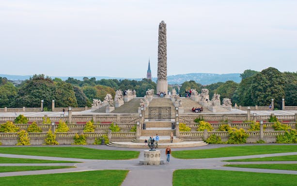 Vigeland Park statues and Monolith in Oslo, part of HOHO tour.