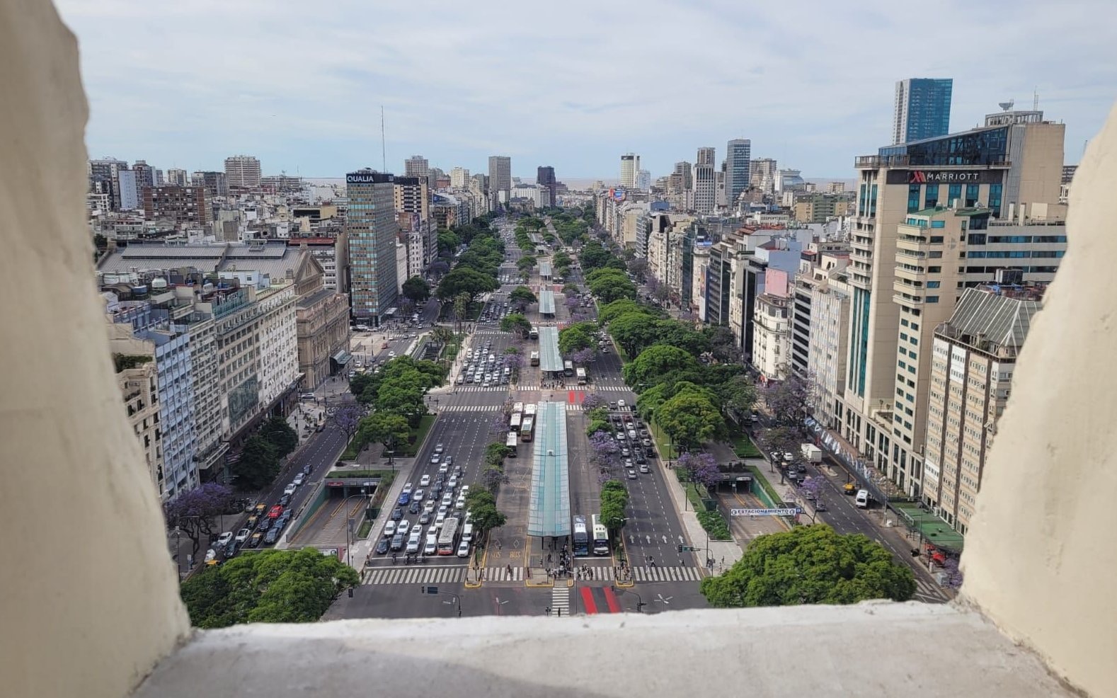 View from Obelisco de Buenos Aires overlooking Avenida 9 de Julio, Argentina.