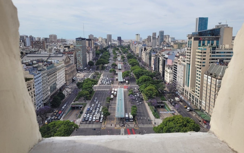View from Obelisco de Buenos Aires overlooking Avenida 9 de Julio, Argentina.