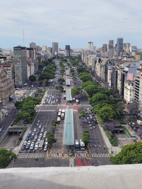 View from Obelisco de Buenos Aires overlooking Avenida 9 de Julio, Argentina.