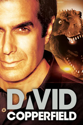 David Copperfield Vegas show poster with dinosaur backdrop