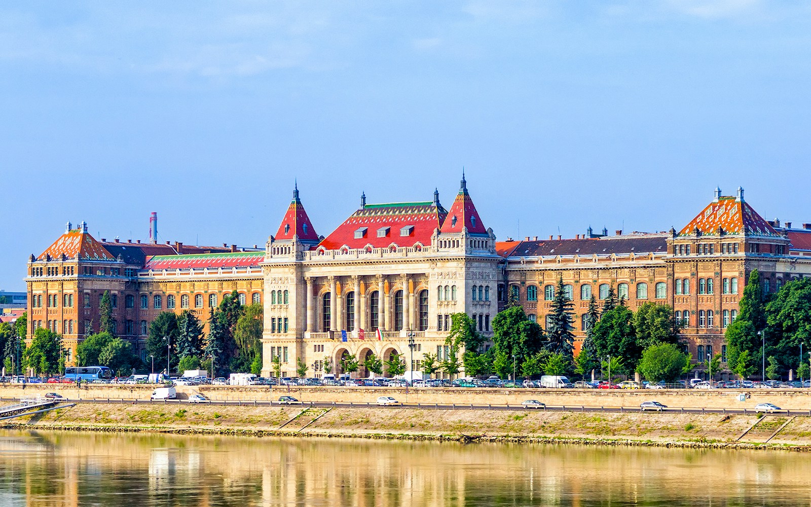 Budapest University of Technology and Economics by Danube River, Hungary.