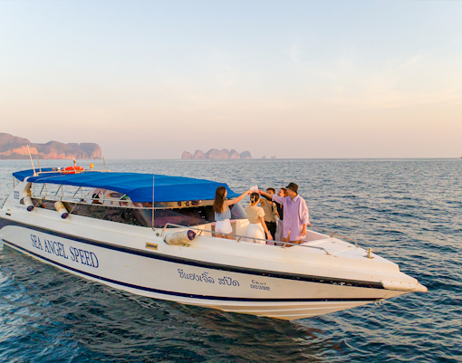 Small group of people on speedboat