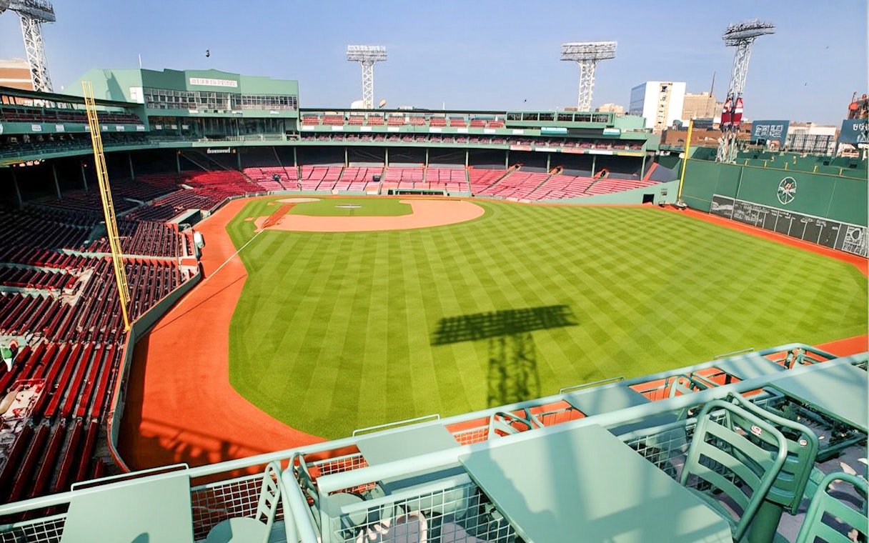 Fenway Park baseball field and stands in Boston.
