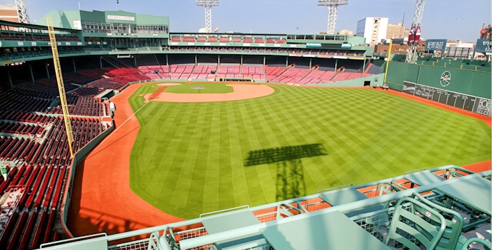 Fenway Park baseball field and stands in Boston.