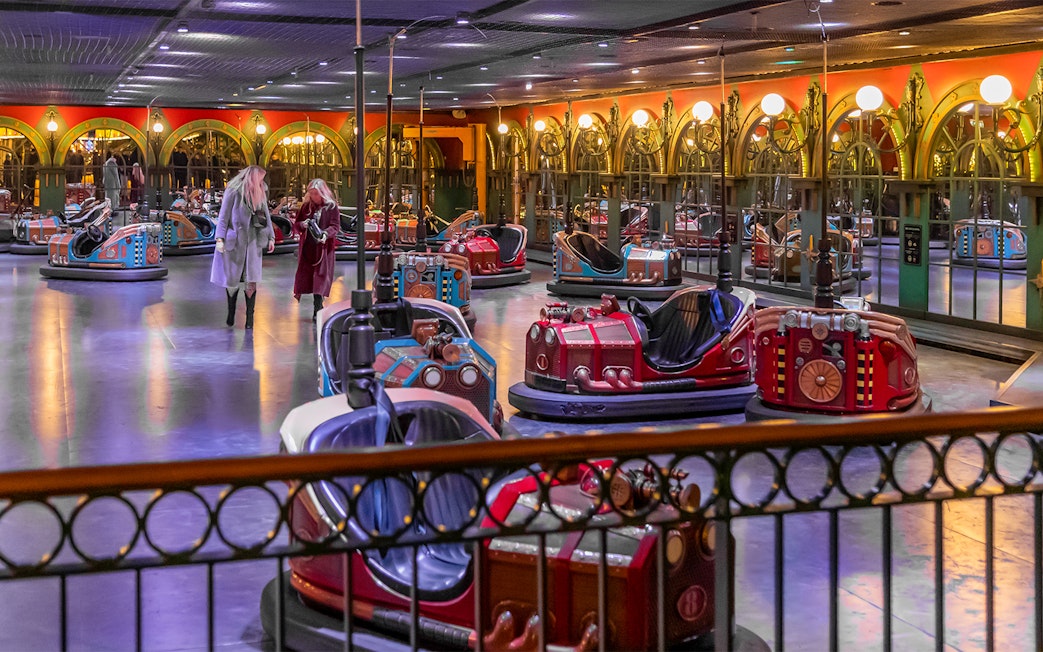 Bumper cars at Tivoli Gardens amusement park in Copenhagen.
