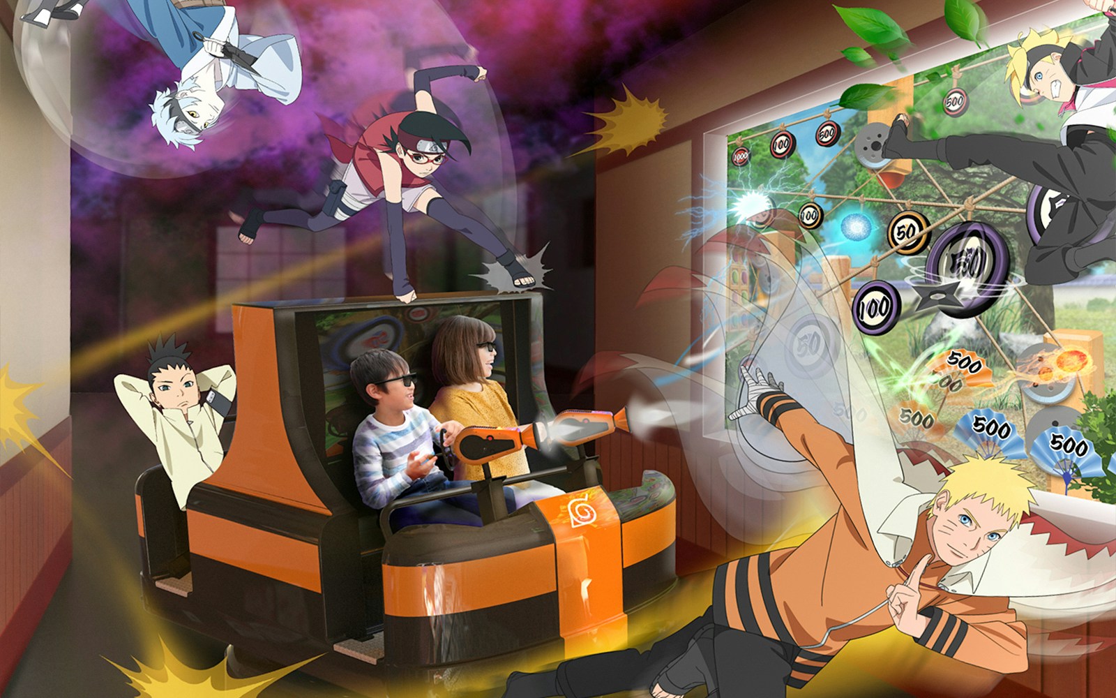 Kids on a ride in Fuji Hidden Leaf Village